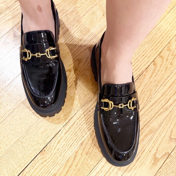 Stuart Weitzman Black Loafers with Gold Accent - Picture 11 of 11